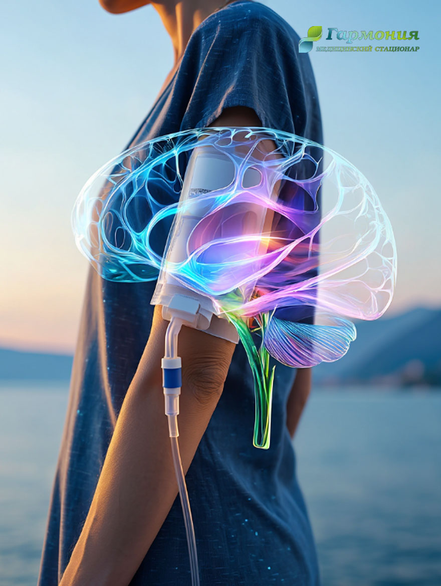 Художественная картинка, изображающая питание мозга