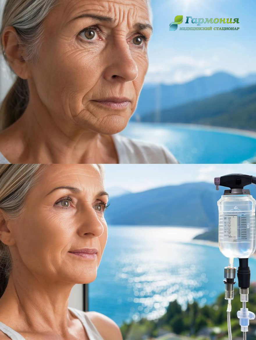 Женщина до и после капельницы